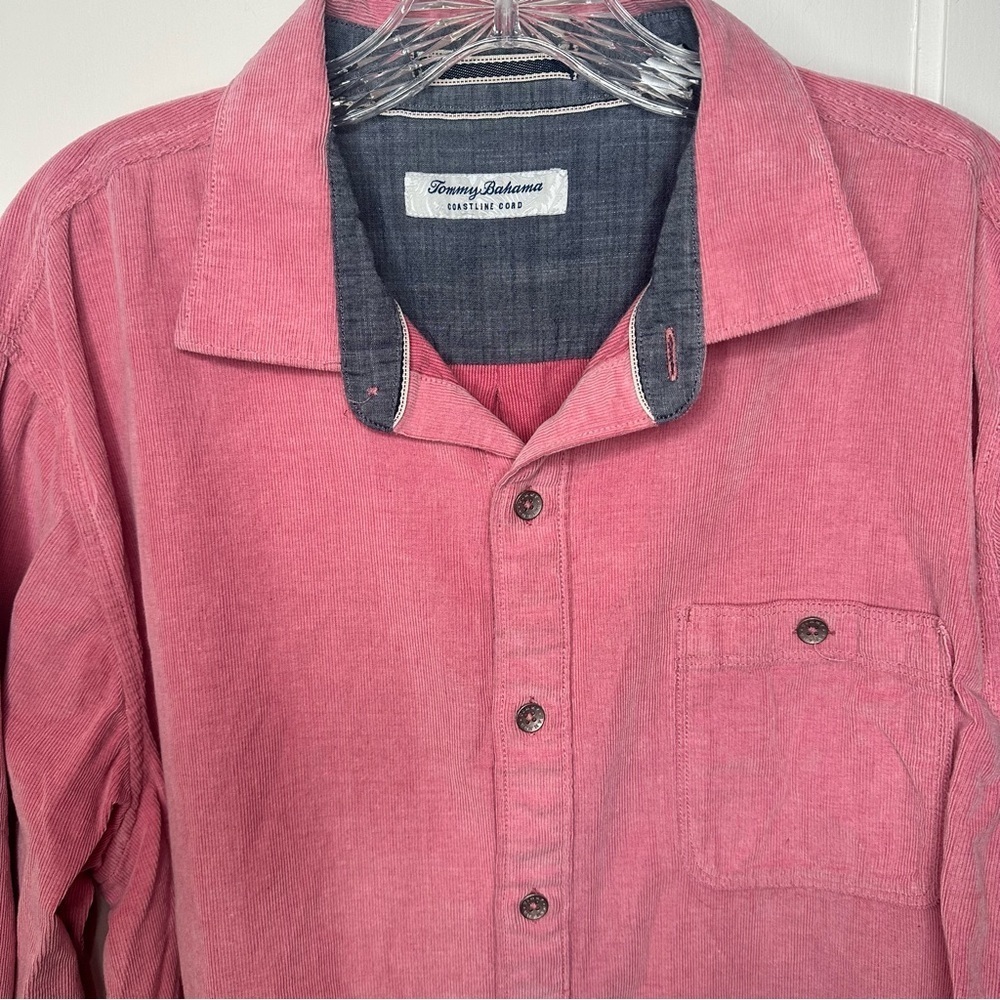 Tommy Bahama Coastline Corduroy Corduroy Pink Button-Down Shirt XL - Picture 2 of 8